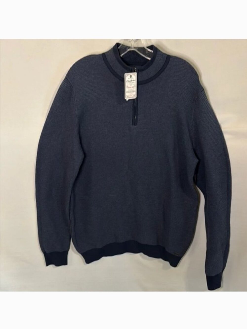Flag & Anthem 1/4 Zip Long Sleeve Knit Shirt Blue Soft NWT Medium